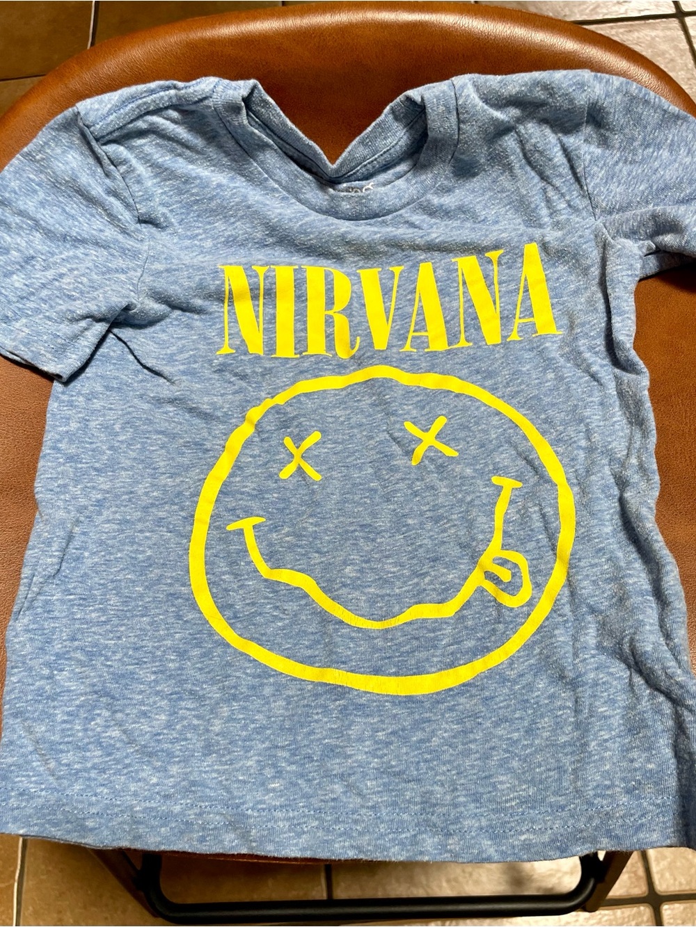 jumping beans Blue Heather Tee with Yellow Nirvana Smiley